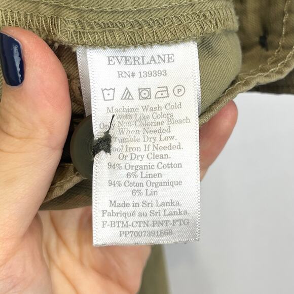 EVERLANE The Fatigue Barrel Pants Cargo Pockets Organic Cotton Linen Khaki 4 - Picture 9 of 11